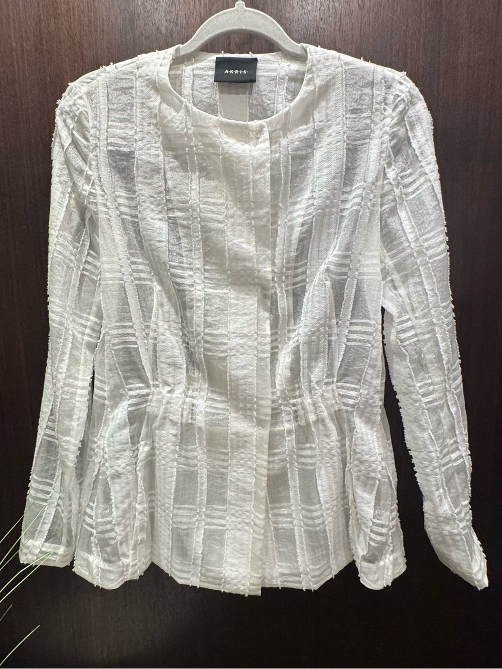 Akris Black Label White Sheer Jacket, Sz 4